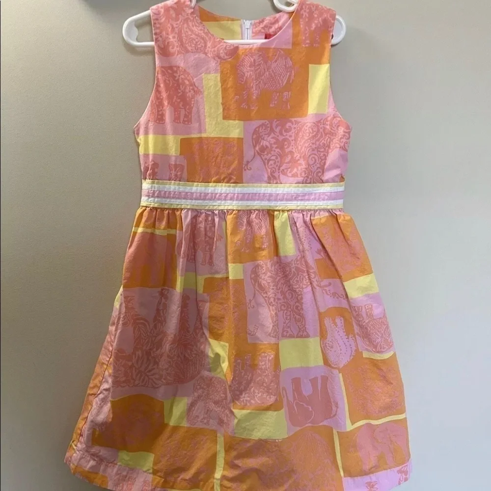 Lilly Pulitzer Jubilee Lemon Sorbet Elephant Dress Girls Size 7